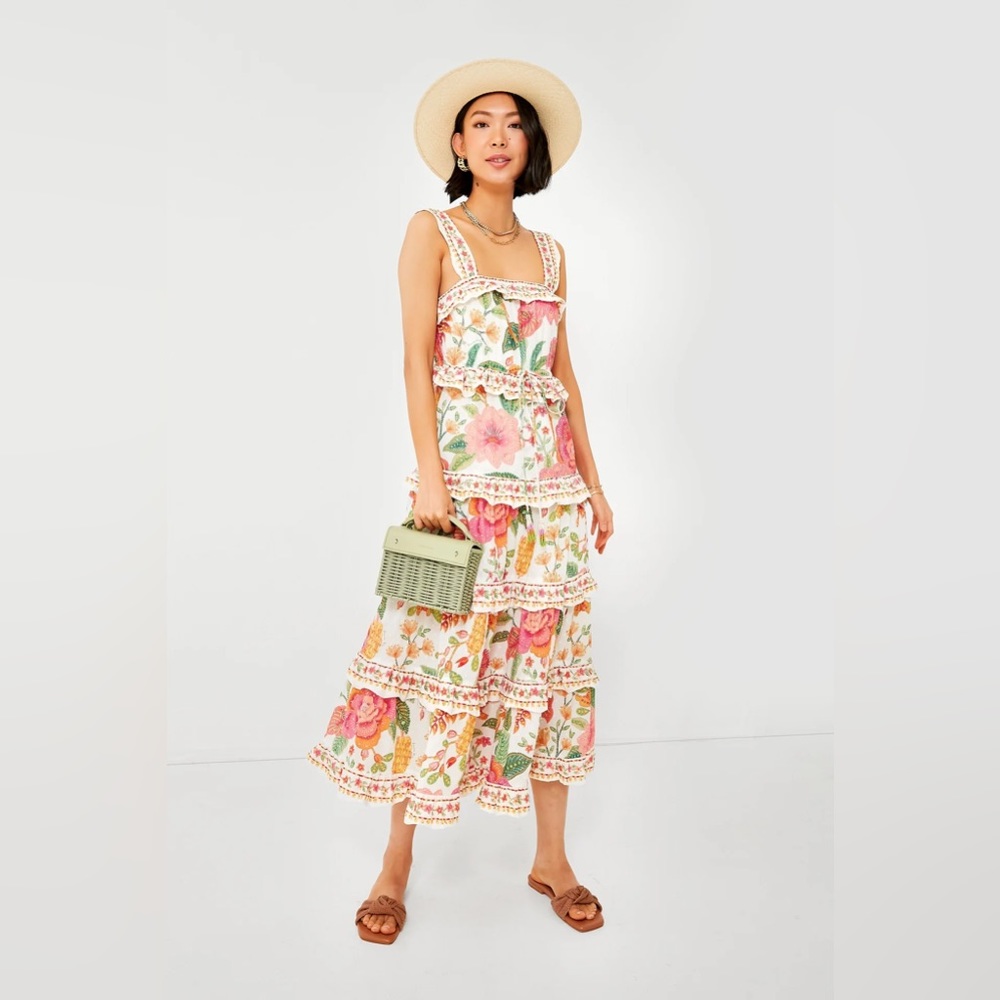 🍍FARM RIO Macaw Bloom Ruffle Tiered Sundress